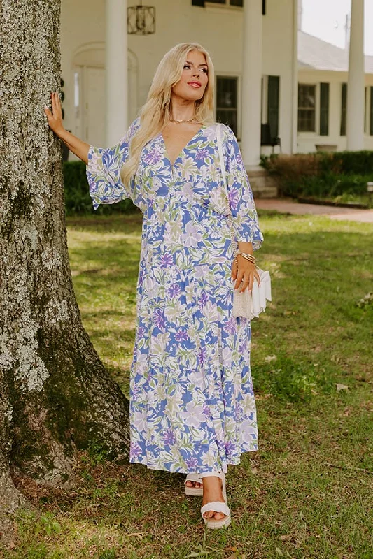 Maxi Dresses for Girlfriends' Get - togethersBlossom Breeze Floral Maxi In Periwinkle Curves
