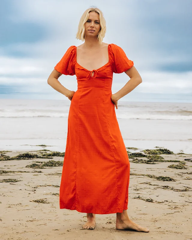 Maxi Dresses Decorated with Feathers for a Dazzling LookBurning Love Maxi Dress - Fiesta Red
