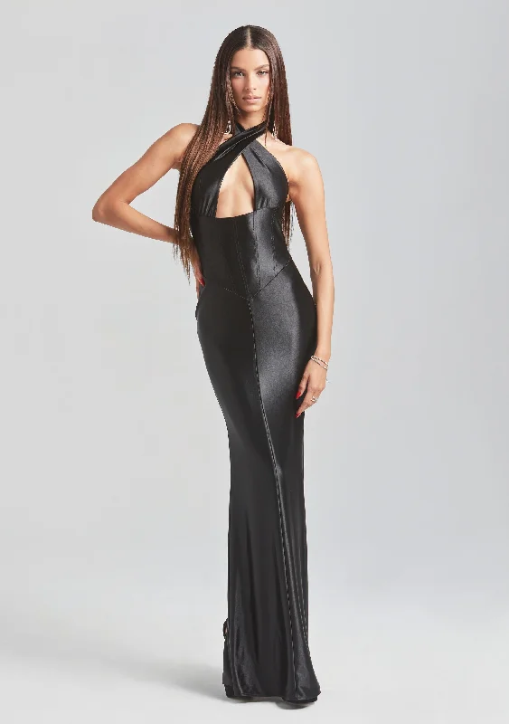 Elegant Silk Maxi Dresses with High SlitsCharity Dress
