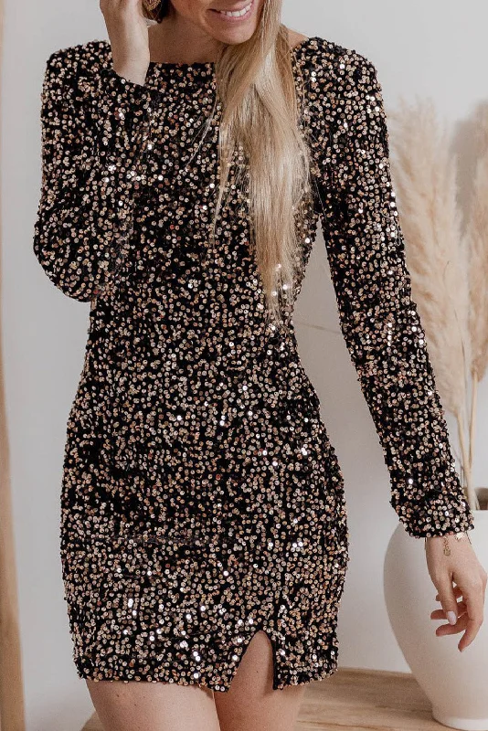 Maxi Dresses for High School Graduation CeremoniesSequin Long Sleeve Bodycon Dress