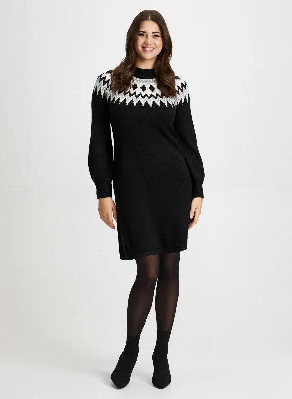 Preppy - Style Pleated Maxi Dresses for School EventsDiamond Pattern Sweater Dress