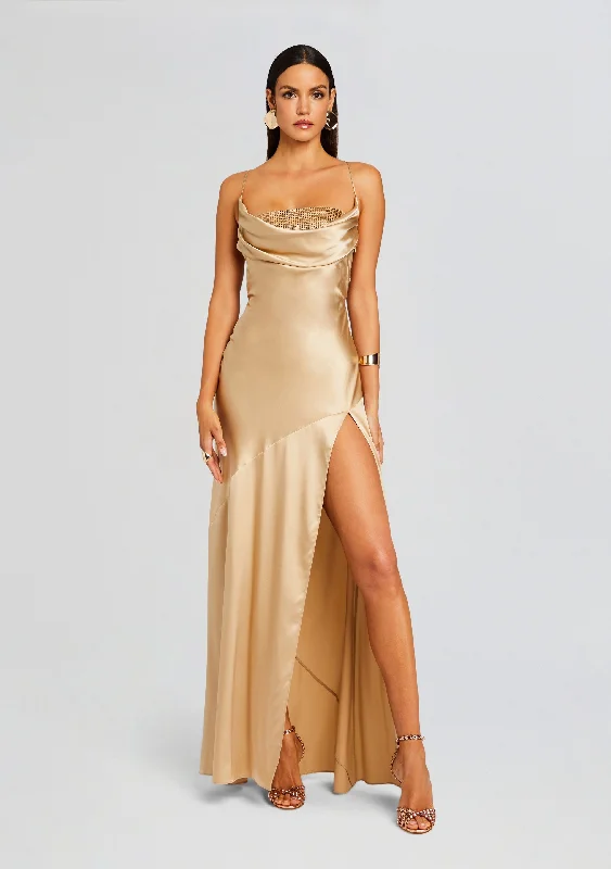 Maxi Dresses with Cross - Over Necklines for a Stylish LookEmery Embellished Silk Dress