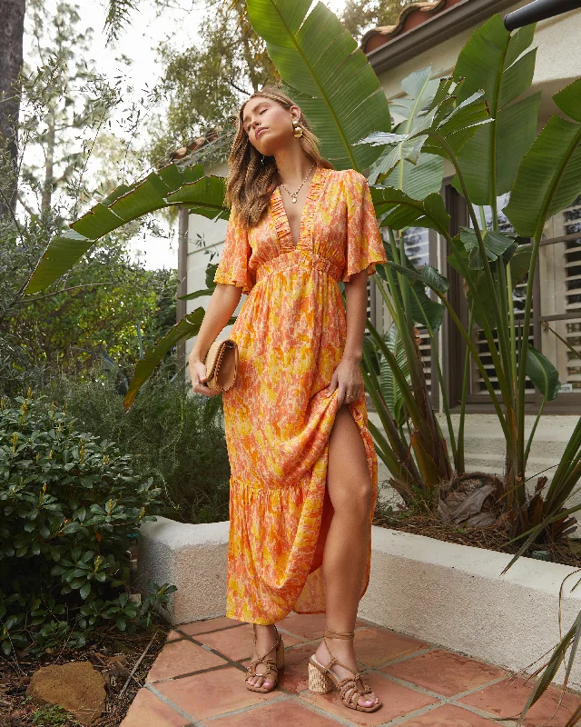 Korean - Style Sweet Maxi DressesGinger Tropical Maxi Dress