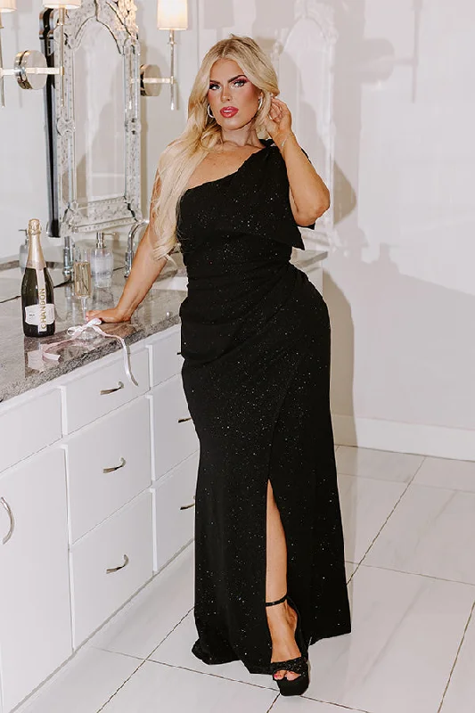 Maxi Dresses for Outdoor Garden WeddingsGlamour Girl Glitter Maxi Dress Curves