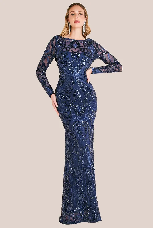 Fiery Red Maxi Dresses for a Dramatic LookGoddiva Sequin Cowl Back Maxi -  Navy
