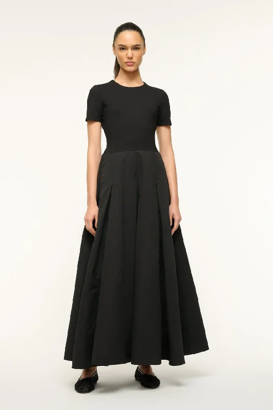 Maxi Dresses with Long - Sleeve Lace Inserts for a Romantic LookHOPPER DRESS | BLACK