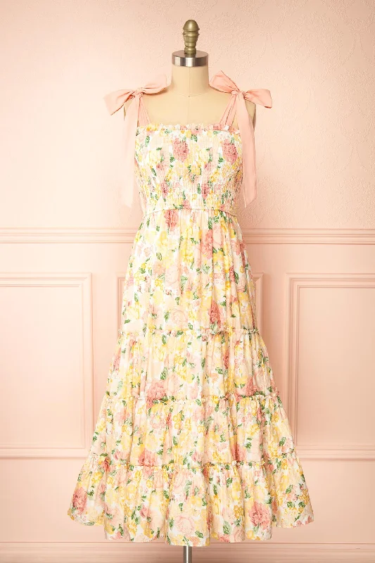 Bohemian Printed Maxi Dresses for Summer VacationsIsaya | Colourful Midi Floral Dress