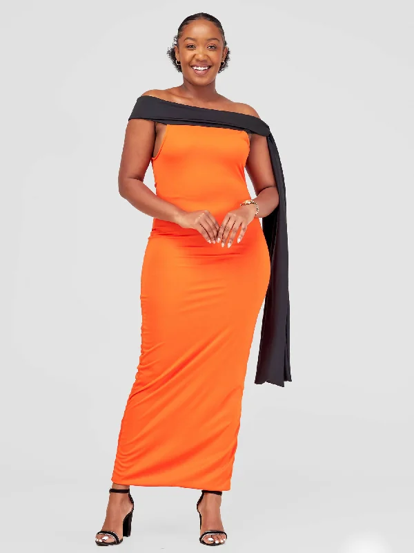 Versatile Gray Maxi Dresses for Any OccasionJuka Closet Off-Shoulder Maxi Dress - Orange