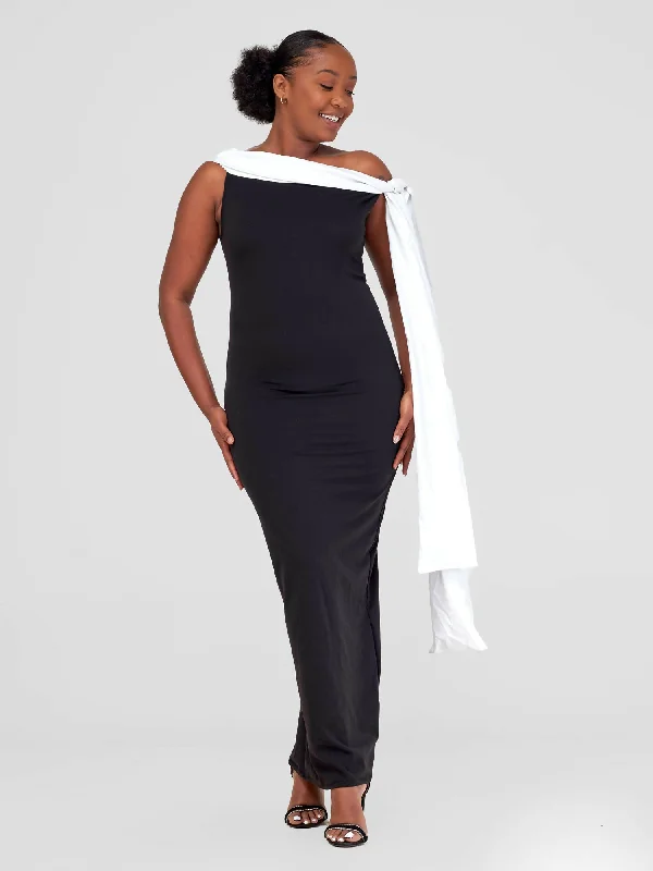 Energetic Orange Maxi Dresses for a Vivid LookJukaCloset Off-shoulder Maxi Dress - Black