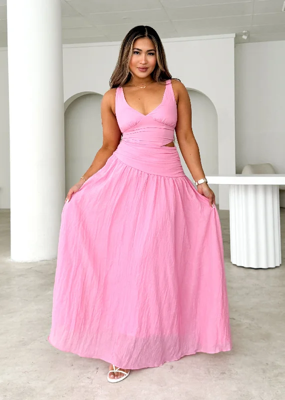 High - Neck Maxi Dresses for a Modest LookKoira Maxi Dress - Pink