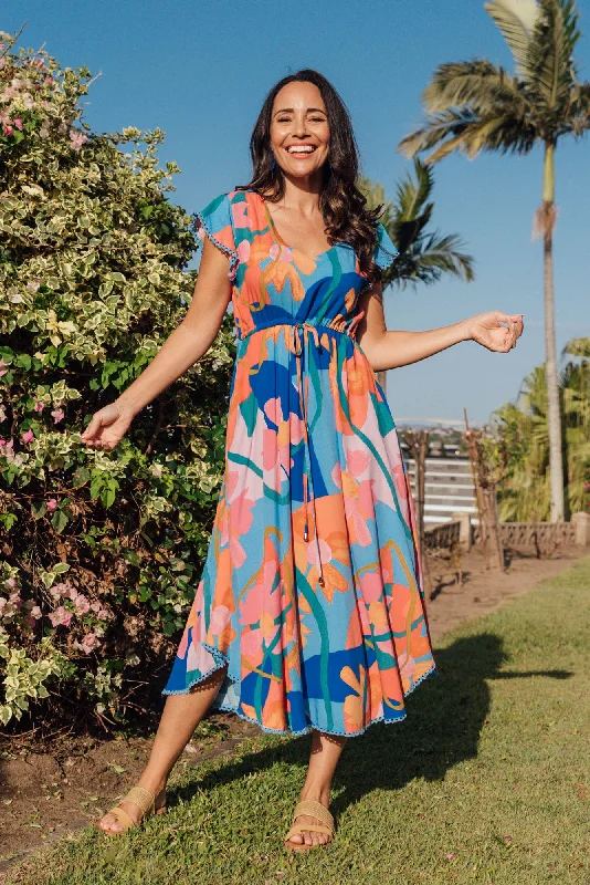 Maxi Dresses for Bridal ShowersLibby Blue Swirl Midi Dress