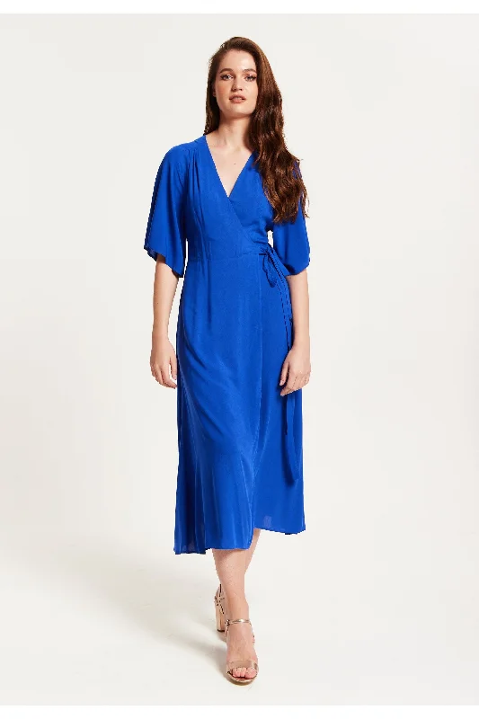 Luxurious Velvet Maxi Dresses for Winter GalasLiquorish Royal Blue Maxi Wrap Dress With Kimono Sleeves