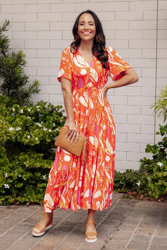 Maxi Dresses with Cinched Waists to Show Off FiguresMathilde Orange Sea Tier Dress