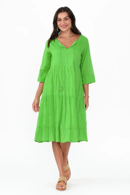 Maxi Dresses for Christmas PartiesMilana Lime Crinkle Cotton Dress
