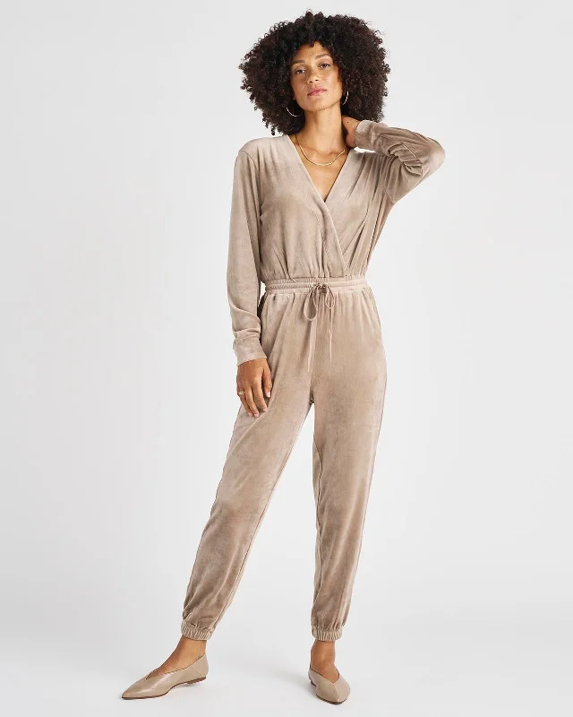 Maxi Dresses with Laser - Cut Patterns for a Modern LookNicola Velour Jumpsuit