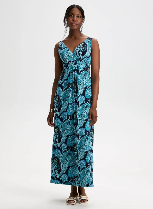 Comfortable Cotton - Linen Maxi Dresses for Everyday WearPaisley Print Maxi Dress