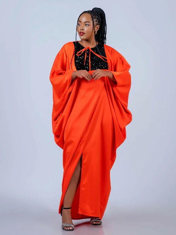 Luxurious Velvet Maxi Dresses for Winter GalasPlainchic Zeki Kaftan Dress – Burnt Orange