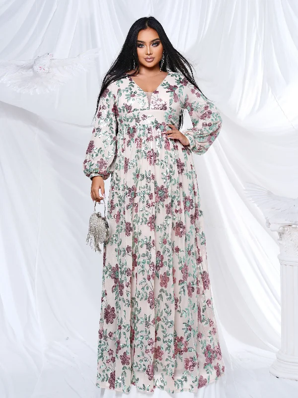 Maxi Dresses with Vintage Paisley Prints for a Retro LookPlus V-Neck Backless Apricot Prom Dress PRJ10789