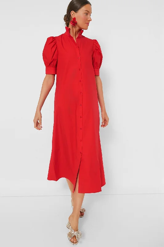 Maxi Dresses for Outdoor Picnics in the SummerRed Ruffle Collar Louisa Maxi Dress