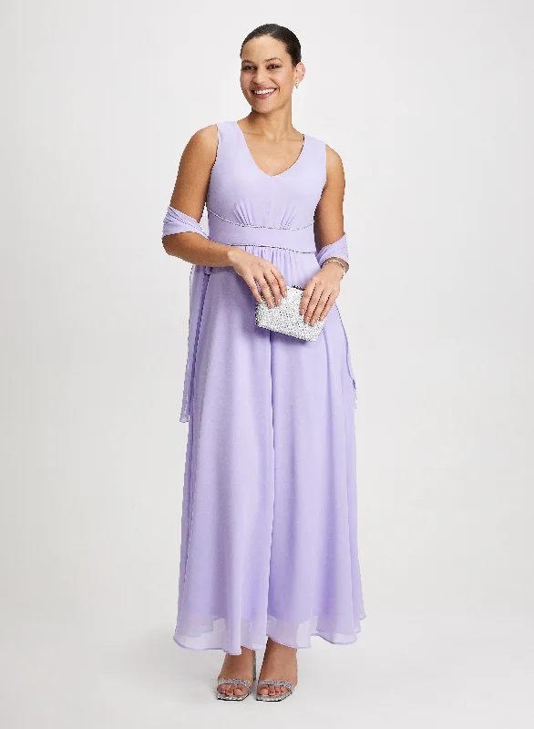 Short - Sleeved Shirt - Style Maxi Dresses for a Casual LookSleeveless Evening Dress & Assorted Scarf