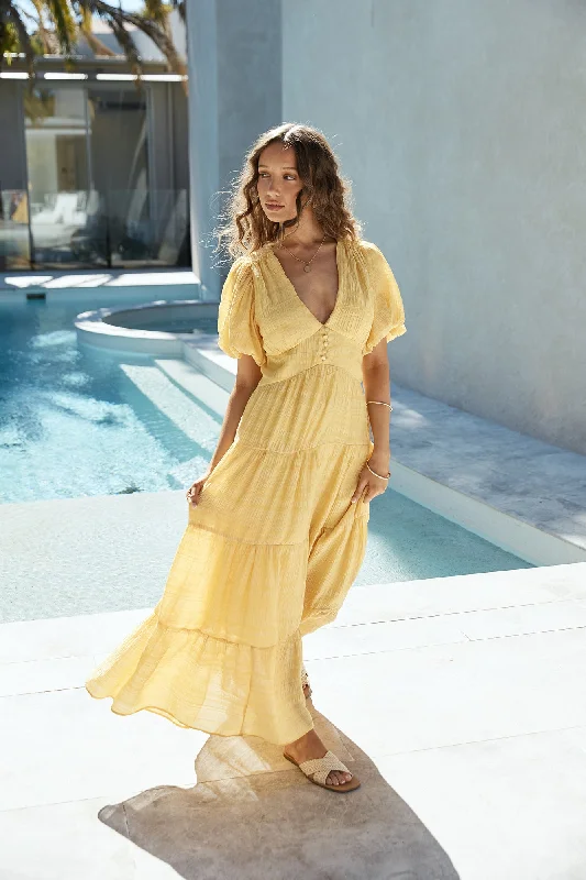 Maternity Maxi Dresses with Adjustable WaistsSecret Garden Maxi Dress Yellow