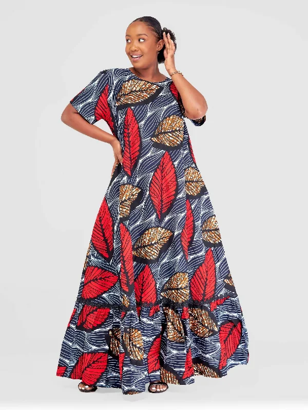Vintage - Style Corduroy Maxi Dresses for AutumnSimbaress Angaza Maxi Dress - Red /Blue