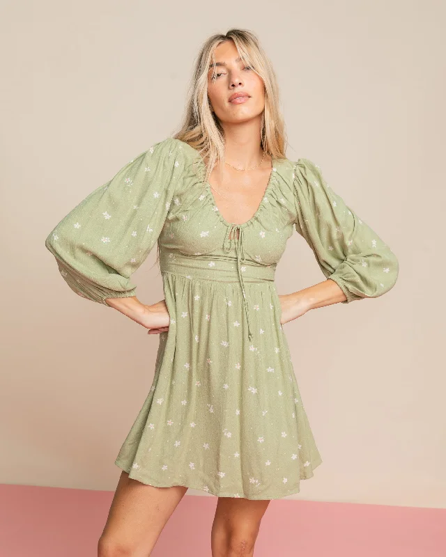 Long - Sleeved Maxi Dresses for Autumn and WinterSol Love Mini Dress - Avocado