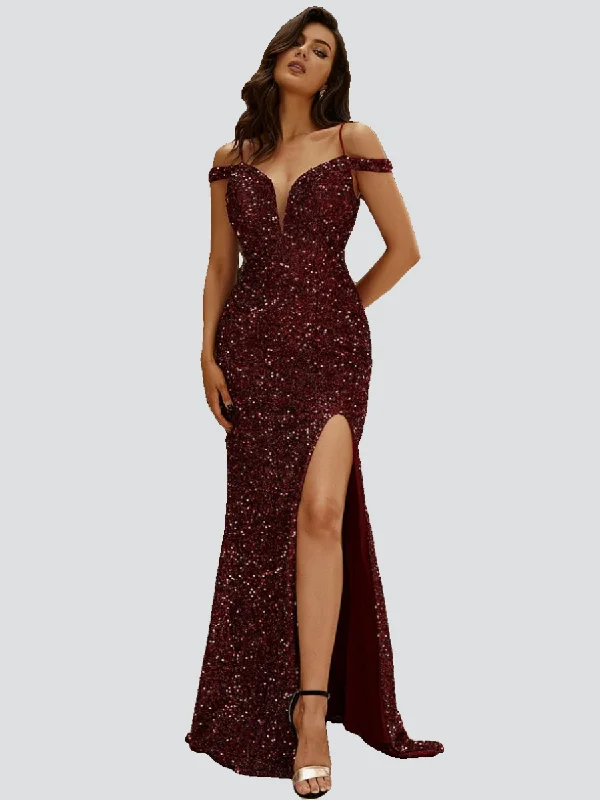 Maxi Dresses for College Graduation PhotoshootsSpaghetti Strap Burgundy Prom Dress XH2483