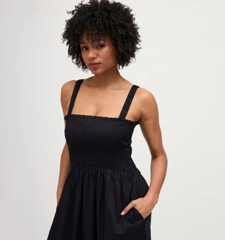Maxi Dresses Embellished with Crystals for a Sparkling LookThe Anjuli Nap Dress - Black Cotton