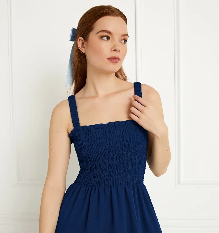 Light Pink Flowy Maxi Dresses for SpringThe Anjuli Nap Dress - Navy Crepe