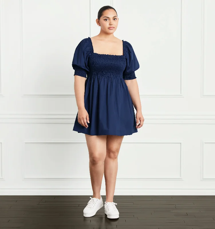 Maxi Dresses Decorated with Feathers for a Dazzling LookThe Athena Nap Dress - Navy Cotton