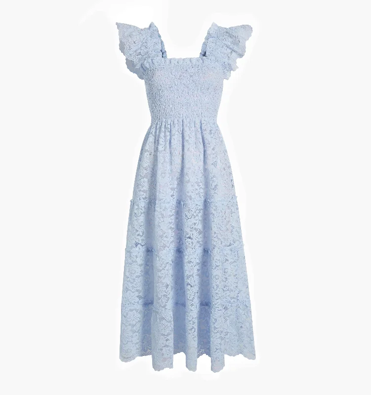 Maxi Dresses with Ruffled Trim for a Sweet and Girly LookThe Lace Ellie Nap Dress - Powder Blue Lace