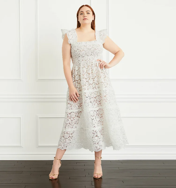 Maxi Dresses with Geometric Patterns for a Modern TwistThe Lace Ellie Nap Dress - White Lace