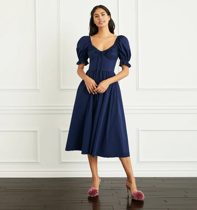 Maxi Dresses with a Fake Two - Piece Design for UniquenessThe Ophelia Dress - Navy Poplin