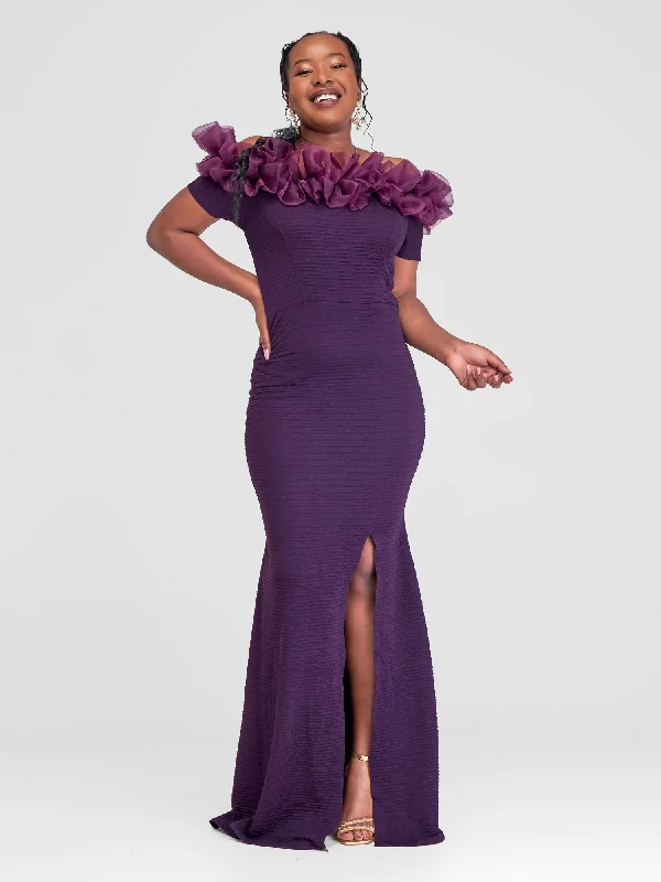Sunny Yellow Maxi Dresses for a Cheerful LookTherose Empire Matile Gown - Purple