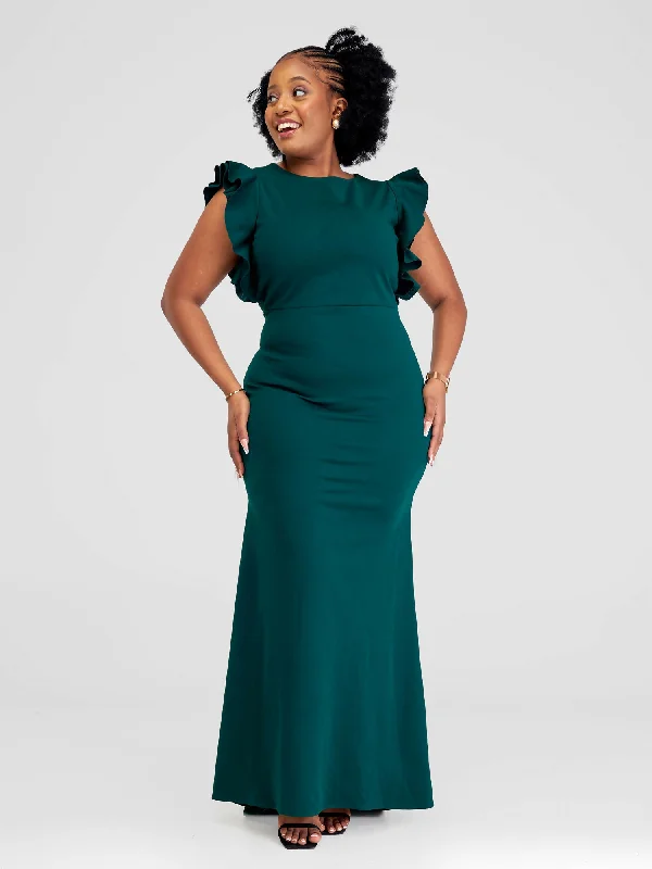 Short - Sleeved Maxi Dresses for Summer EveningsTherose Empire Raffy Gown - Green