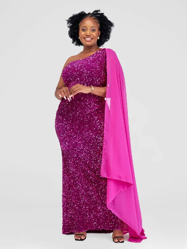 Sturdy Canvas Maxi Dresses for Outdoor AdventuresTherose Empire Sherry Gown - Fuschia