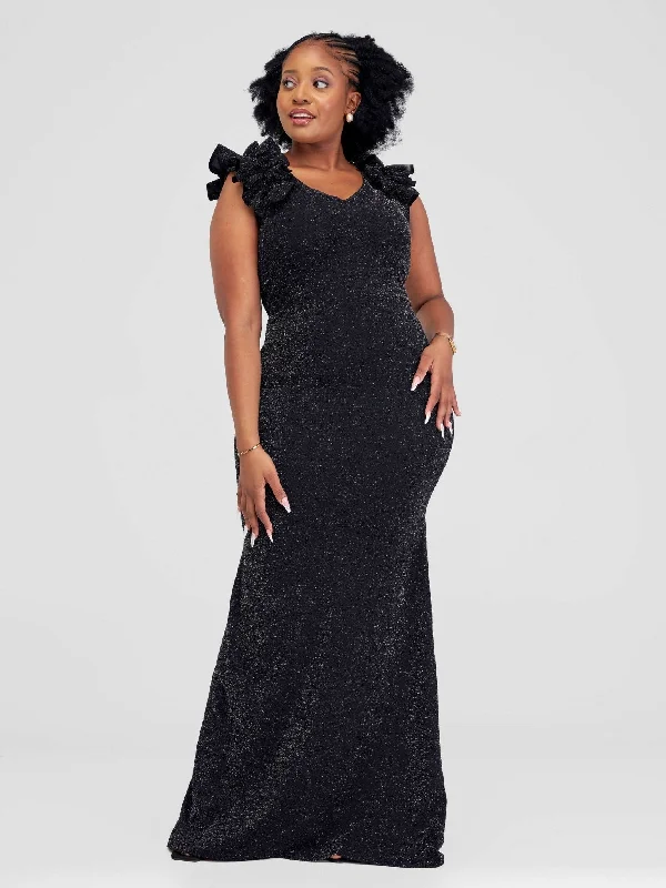 Maxi Dresses for Outdoor Garden WeddingsTherose Empire Vee Gown - Black