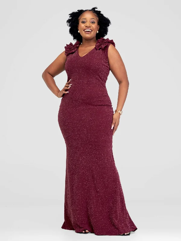 Plus - Size Maxi Dresses with Slimming EffectsTherose Empire Vee Gown - Maroon