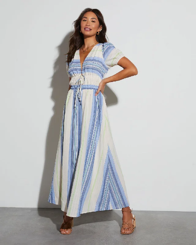Maxi Dresses for Outdoor Picnics in the SummerTinsley Striped V-Neck Maxi Dress