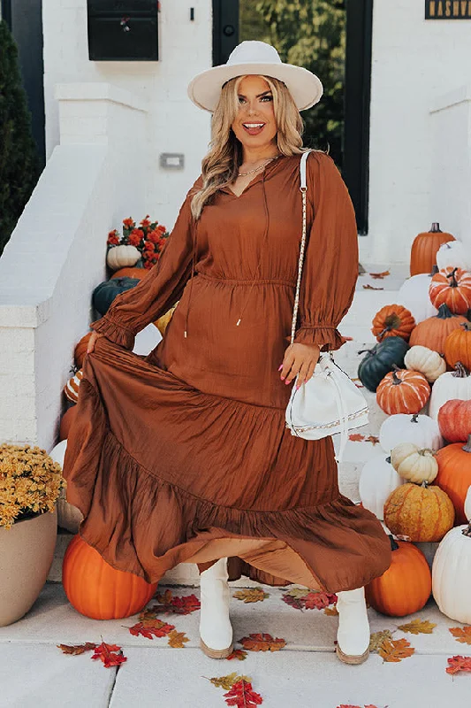Maxi Dresses Ideal for Tropical GetawaysTouring Rome Maxi Dress Curves in Camel Curves