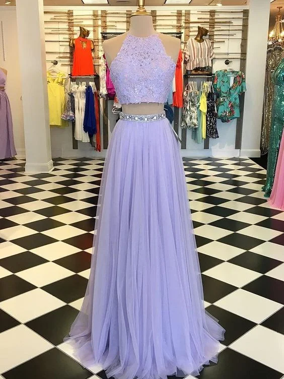 Party Dresses with Embroidered Floral Patterns and Tassel Hem for Ladies' Bohemian and Feminine Look2 Pieces Lilac Lace Tulle Prom Dresses, Cheap Beaded Prom Dresses Party Dresses with Embroidered Floral Patterns and Tassel Hem for Ladies' Bohemian and Feminine Look2 Pieces Lilac Lace Tulle Prom Dresses, Cheap Beaded Prom Dresses