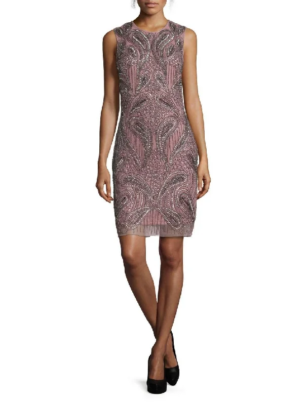 Halter Neck Party Dresses with Ruffled Hem for Ladies' Summer CelebrationsAidan Mattox - Jewel Neck Beaded Short Dress 54468860