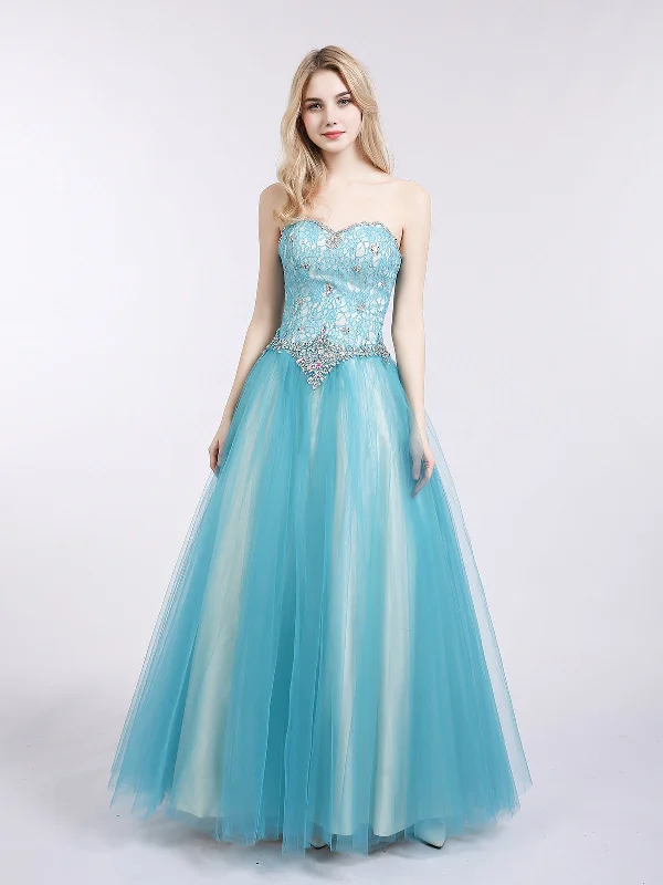 Party Dresses with Ruffled Sleeveless Top and Embroidered Skirt for Ladies' Dramatic and Artistic LookSweetheart Neck Lace and Tulle Prom Gown-Pool Party Dresses with Ruffled Sleeveless Top and Embroidered Skirt for Ladies' Dramatic and Artistic LookSweetheart Neck Lace and Tulle Prom Gown-Pool