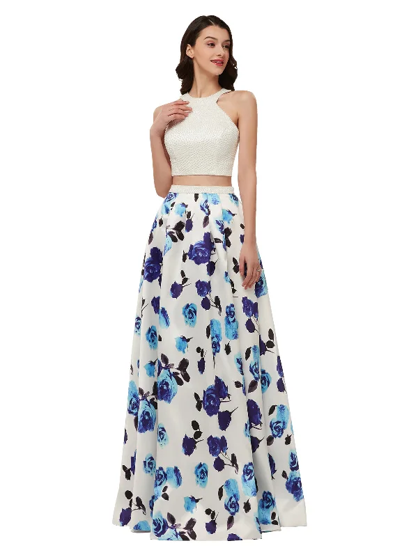 A Line Tulle Party Dresses for Ladies with Petite Figures2 Piece Long Gown with Beaded Bodice-Floral A Line Tulle Party Dresses for Ladies with Petite Figures2 Piece Long Gown with Beaded Bodice-Floral