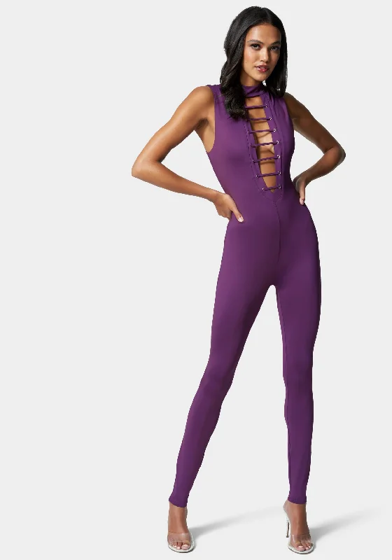 Party Dresses with Ruffled Hem and Bow at the Waist and Satin Ribbon for Ladies' Sweet and Feminine LookCaged Neck Choker Catsuit Party Dresses with Ruffled Hem and Bow at the Waist and Satin Ribbon for Ladies' Sweet and Feminine LookCaged Neck Choker Catsuit