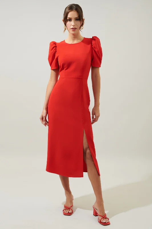 Party Dresses with Lace Insertions on the Skirt and Beaded Waistband for Ladies' Feminine and Glamorous LookChelsea Gathered Sleeve Midi Sheath Dress Party Dresses with Lace Insertions on the Skirt and Beaded Waistband for Ladies' Feminine and Glamorous LookChelsea Gathered Sleeve Midi Sheath Dress