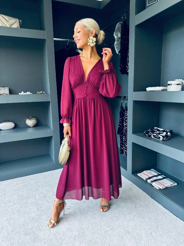 Gothic Style Party Dresses with Lace Trim for Ladies' Halloween PartiesCliona Banded Midi Dress Burgundy Gothic Style Party Dresses with Lace Trim for Ladies' Halloween PartiesCliona Banded Midi Dress Burgundy