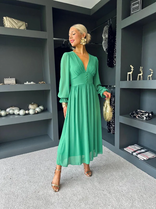 Gothic Style Party Dresses with Lace Trim for Ladies' Halloween PartiesCliona Banded Midi Dress Emerald Gothic Style Party Dresses with Lace Trim for Ladies' Halloween PartiesCliona Banded Midi Dress Emerald