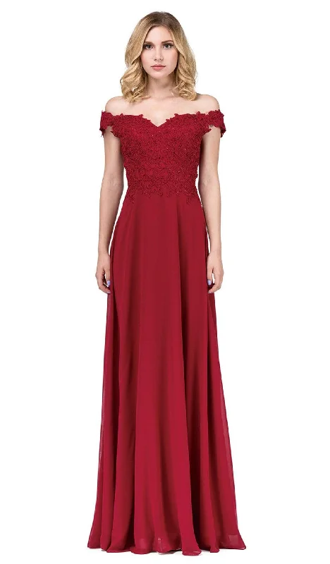 Plunging Neckline Party Dresses with Sequined Trim for Ladies' Glamorous EventsDancing Queen - 2492 Off Shoulder Lace Applique Evening Dress Plunging Neckline Party Dresses with Sequined Trim for Ladies' Glamorous EventsDancing Queen - 2492 Off Shoulder Lace Applique Evening Dress